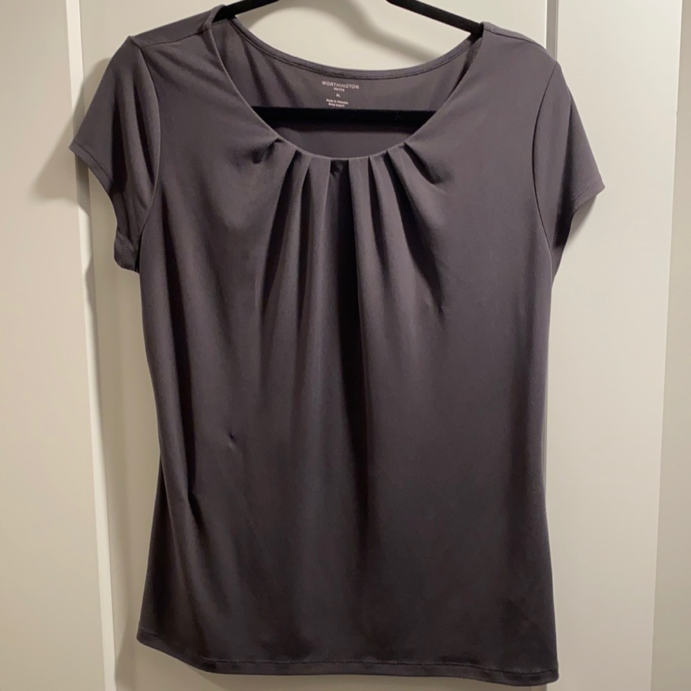 Grey Short Sleeve Blouse